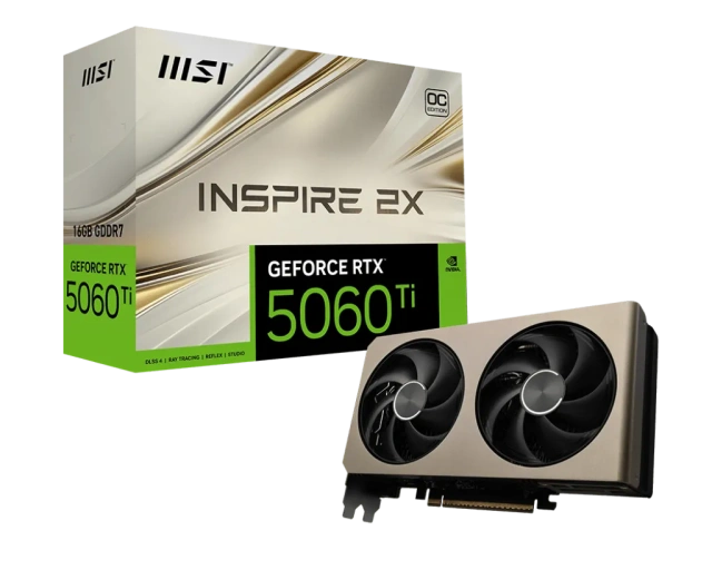 Видеокарта MSI GeForce RTX 5060 Ti 16G INSPIRE 2X OC (G506T-16I2C), Retail купить! 