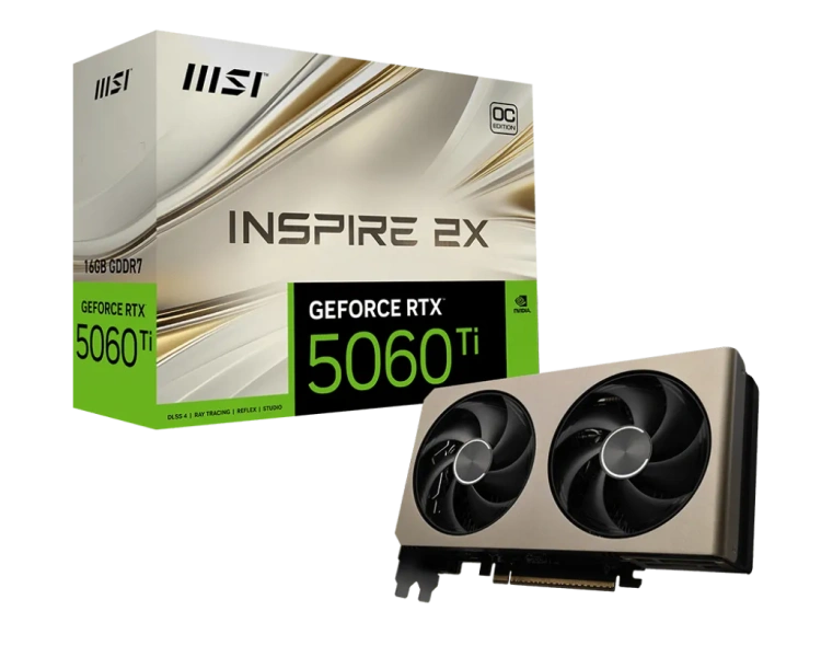 Видеокарта MSI GeForce RTX 5060 Ti 16G INSPIRE 2X OC (G506T-16I2C), Retail купить! 