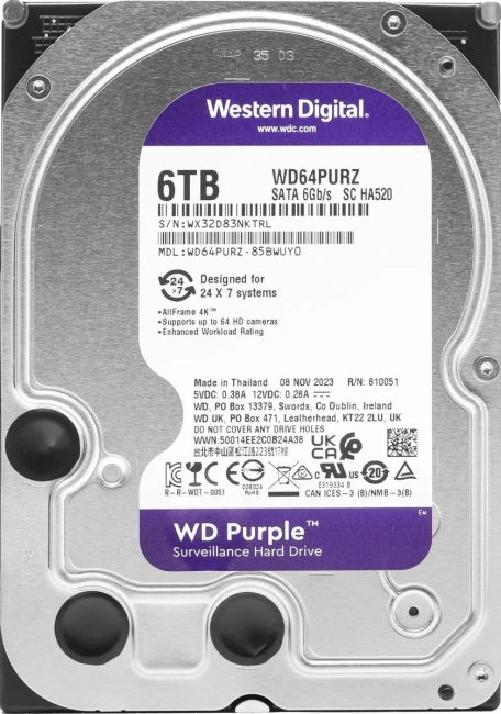 Жесткий диск Western Digital 6000 Gb Purple (WD64PURZ) купить! 
