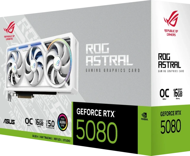 Видеокарта ASUS GeForce RTX 5080 ROG Astral White OC 16Gb (ROG-ASTRAL-RTX5080-O16G-WHITE), Retail купить! 