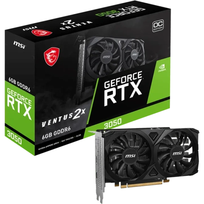 Видеокарта MSI GeForce RTX 3050 6Gb (RTX 3050 VENTUS 2X E 6G OC) купить! 