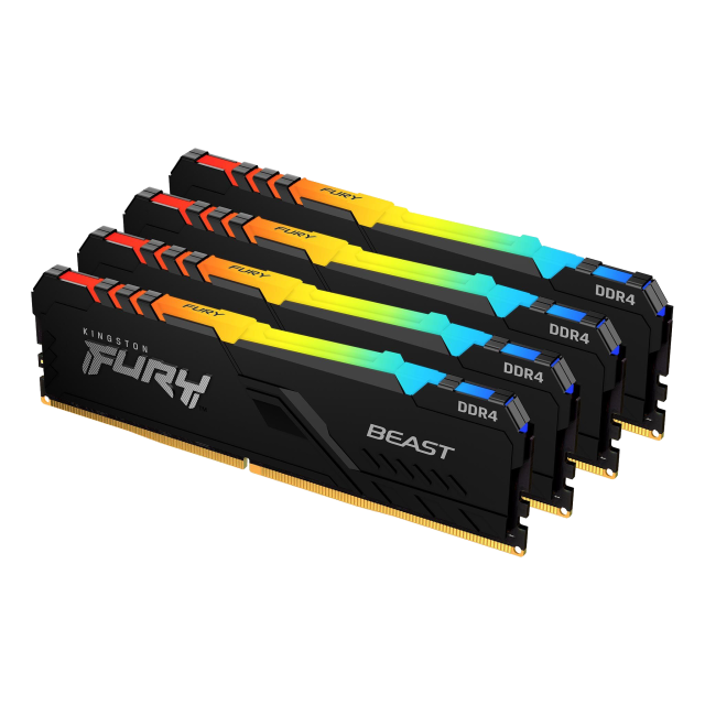 Оперативная память DDR4 32 ГБ 2666 МГц Kingston FURY Beast RGB Black (KF426C16BBAK4/32) модулей 4 шт. купить! 