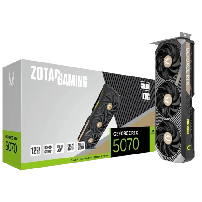 Видеокарта Zotac GeForce RTX 5070  SOLID OC 12Gb (ZT-B50700J-10P), Retail купить! 