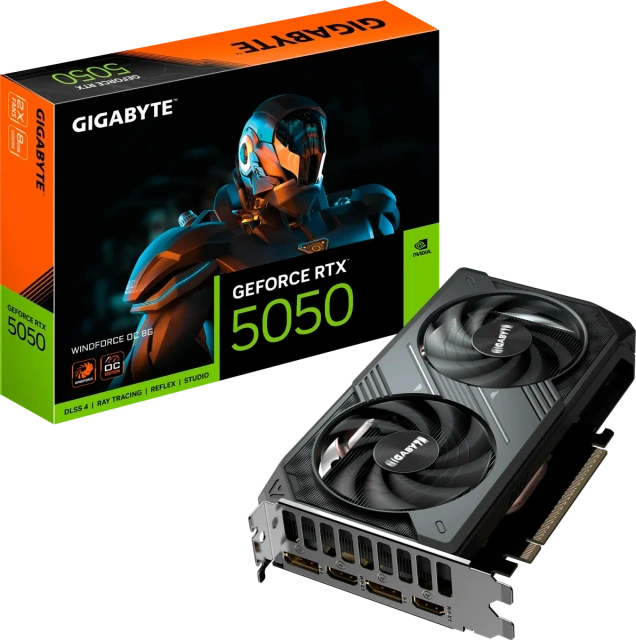 Видеокарта Gigabyte GeForce RTX 5050 WINDFORCE OC 8Gb (GV-N5050WF2OC-8GD) купить! 