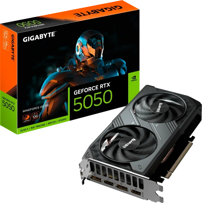 Видеокарта Gigabyte GeForce RTX 5050 WINDFORCE OC 8Gb (GV-N5050WF2OC-8GD) купить! 