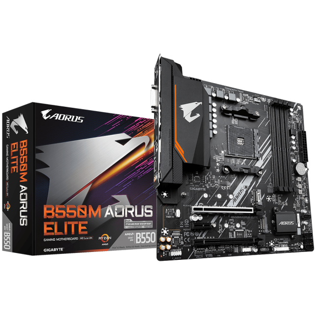 Материнская плата Gigabyte B550M AORUS ELITE (rev. 1.x) (AM4/AMD B550/4xDDR4/mATX) купить! 