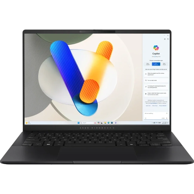 Ноутбук ASUS Vivobook S14 OLED M5406NA-QD079 (AMD Ryzen 5 7535HS/14"/1920x1200/OLED/16Gb/512Gb SSD/AMD Radeon Graphics/Win 11 Pro) Черный - фото