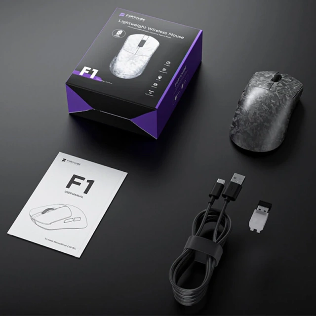 Мышь беспроводная 2.4G+Bt FURYCUBE F1 Carbon Silver