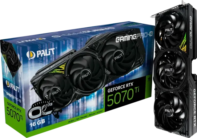 Видеокарта Palit GeForce RTX 5070 Ti GamingPro-S OC 16Gb (NE7507TS19T2-GB2031U), Retail купить! 