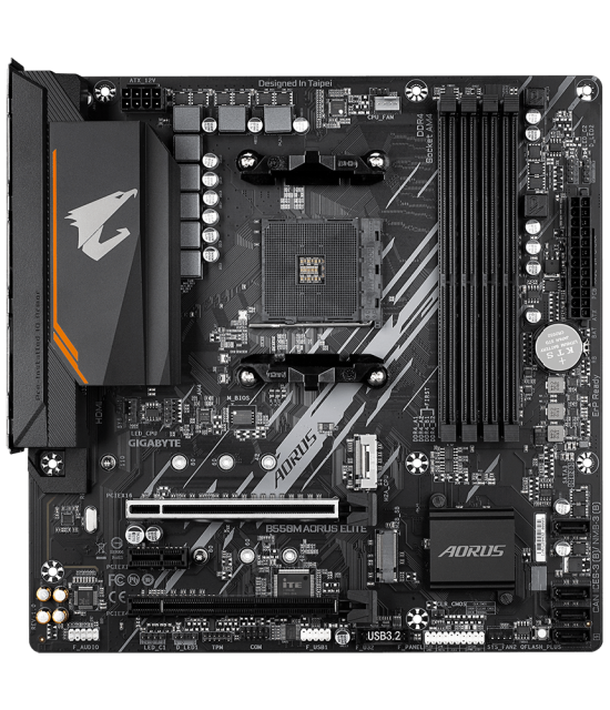 Материнская плата Gigabyte B550M AORUS ELITE (rev. 1.x) (AM4/AMD B550/4xDDR4/mATX) купить! 
