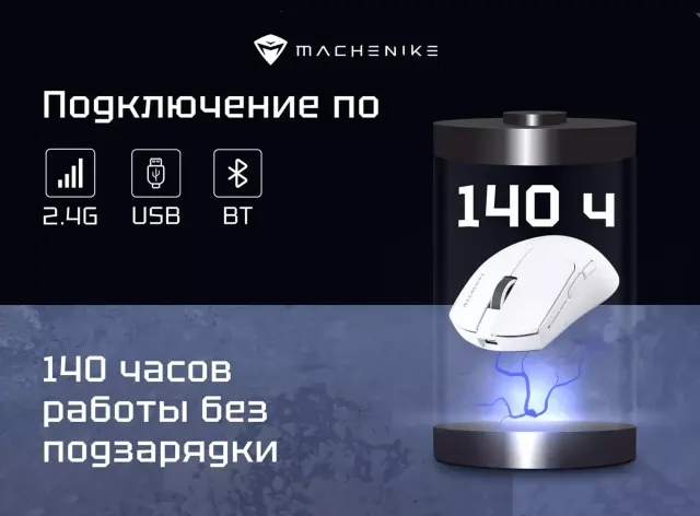 Игровая Мышь беспроводная Machenike L7 Air радиоканал/bluetooth White