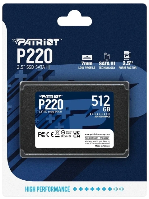 Твердотельный накопитель SSD 512 ГБ 2.5" SATA Patriot P220 (P220S512G25) купить! 