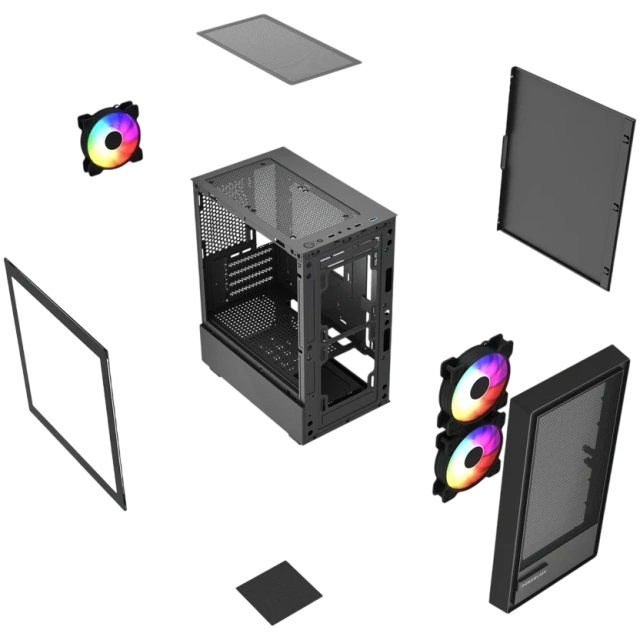Компьютерный корпус Powercase Mistral SM02 TG FRGB Black (CMMSM02B-L3) купить! 