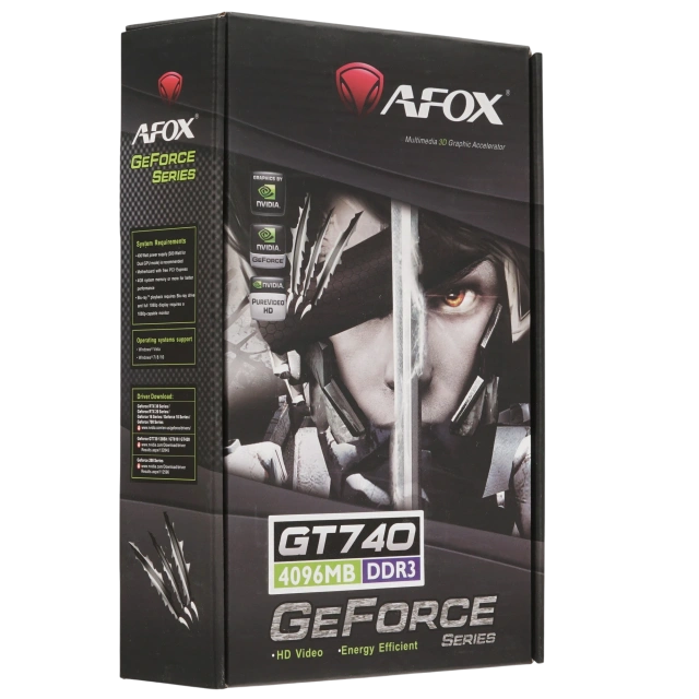 Видеокарта Afox GeForce GT 740, AF740-4096D3L3 (4GB, GDDR3, 128bit, VGA, DVI, HDMI, LP, Single Fan) купить! 