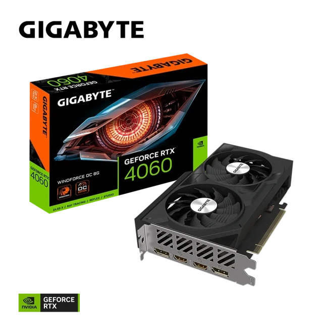 Видеокарта GIGABYTE GeForce RTX 4060 WINDFORCE OC (GV-N4060WF2OC-8GD), Retail купить! 