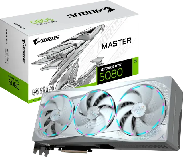 Видеокарта Gigabyte GeForce RTX 5080 AORUS MASTER ICE OC 16Gb (GV-N5080AORUSM ICE-16GD), Retail купить! 