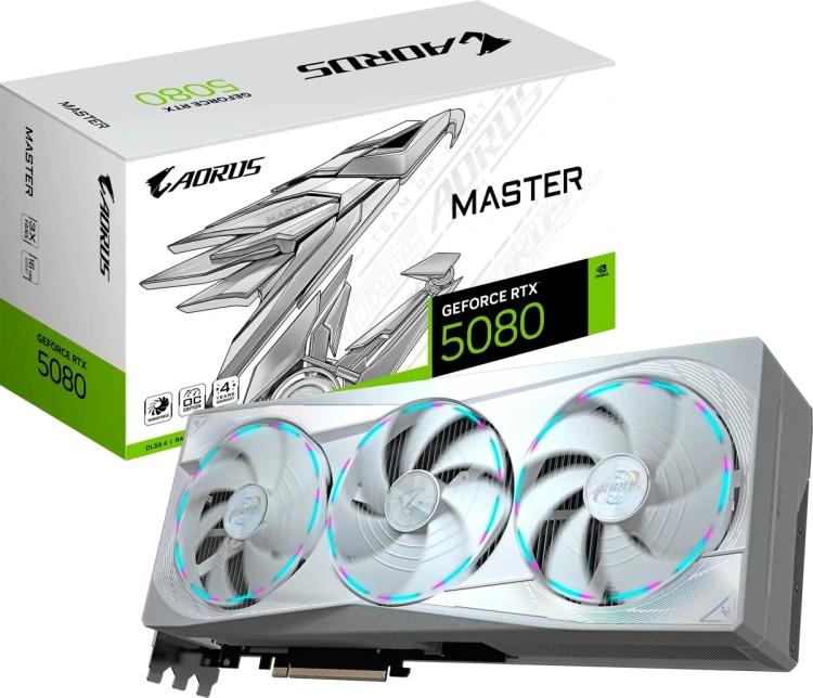Видеокарта Gigabyte GeForce RTX 5080 AORUS MASTER ICE OC 16Gb (GV-N5080AORUSM ICE-16GD), Retail купить! 