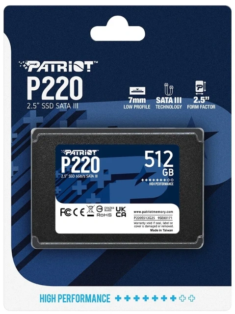Твердотельный накопитель SSD 512 ГБ 2.5" SATA Patriot P220 (P220S512G25) купить! 